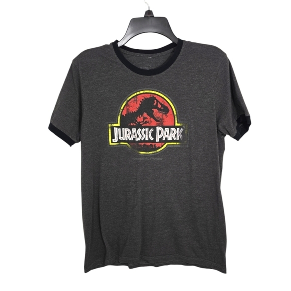 {Universal Studios} Men's Vintage Jurassic Park Print Grey Tshirt - Picture 1 of 9